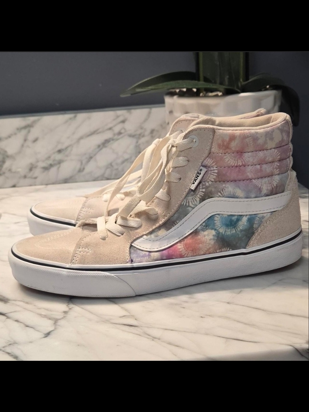 Vans Tie-Dye High Top Lace-Up Boots - Cream/Multi